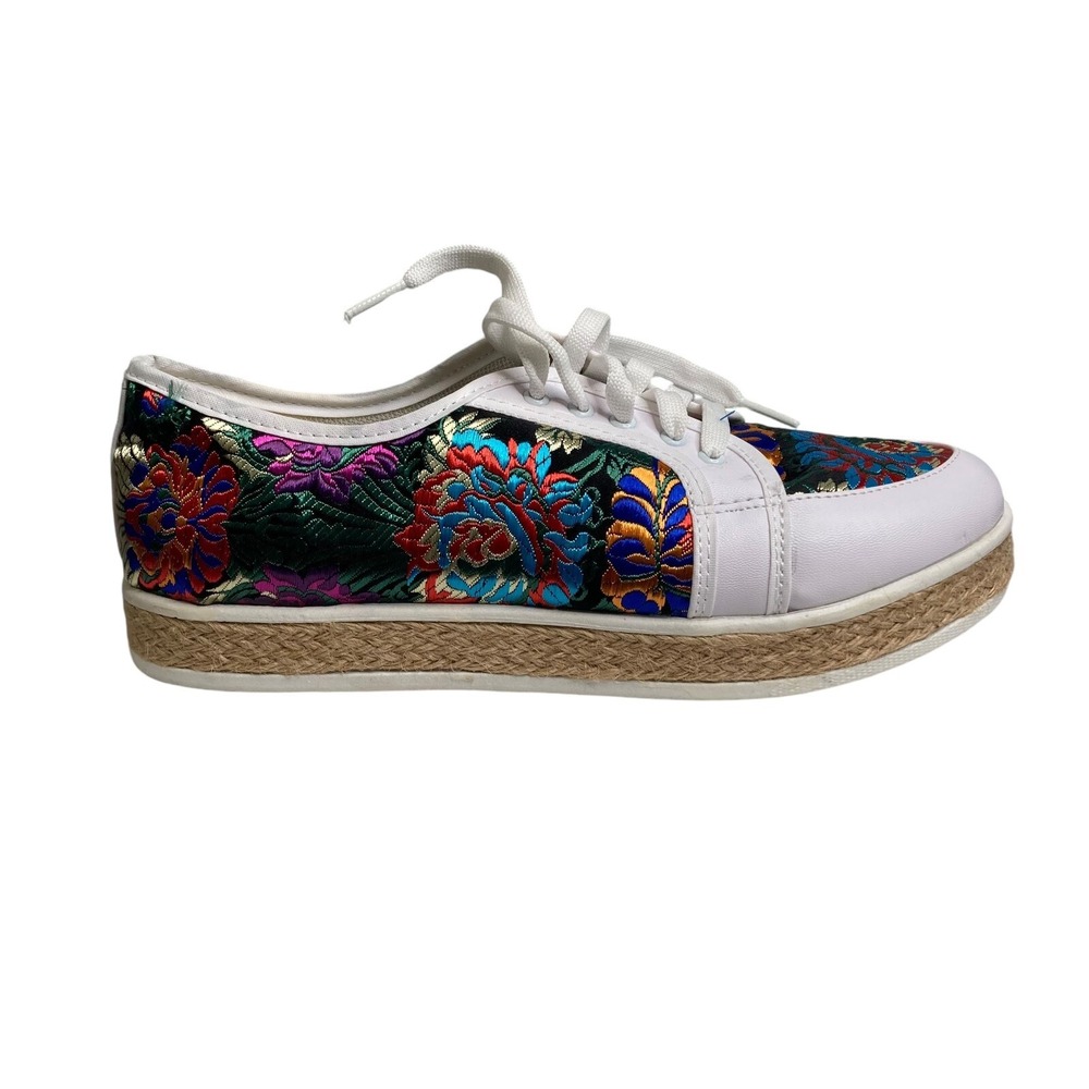 Hikal Bolom Women Handmade Embroidered Espadrille Sneakers 9.5 Boho Mexico Artsy